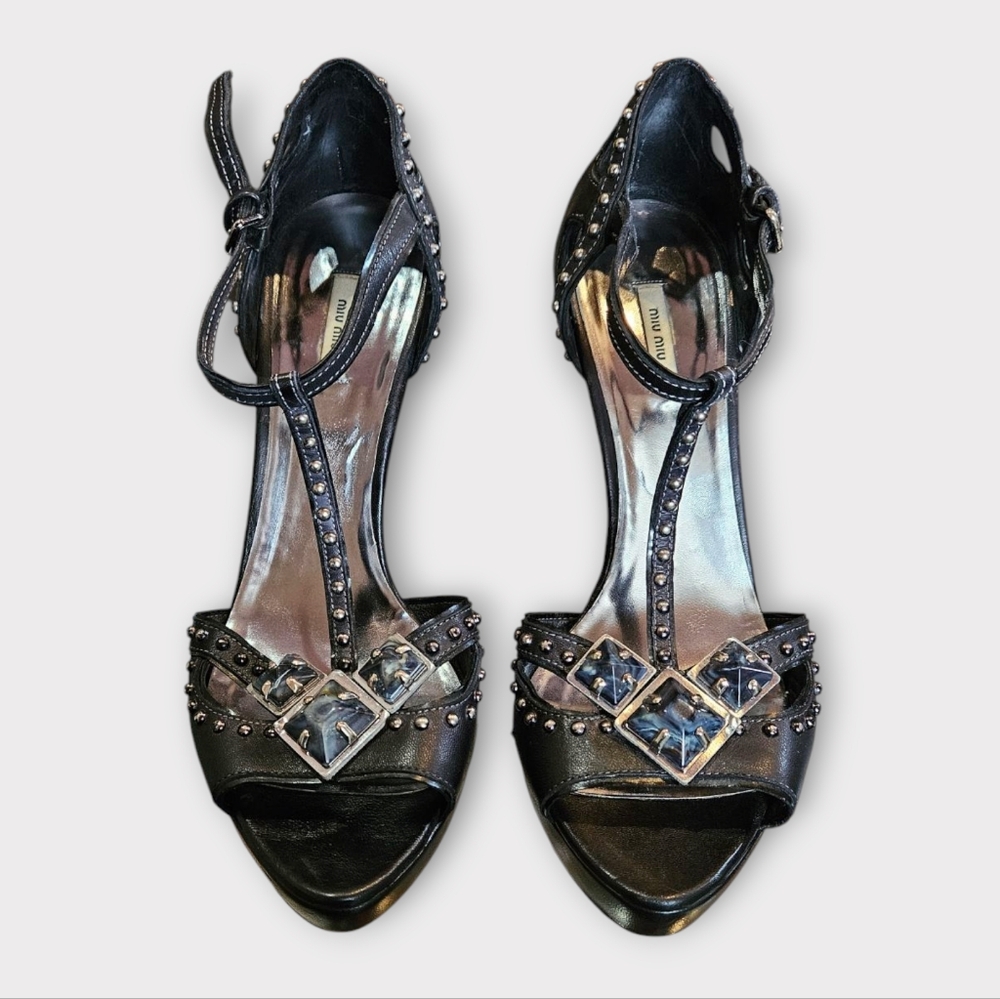 Miu Miu Black Studded Heels - Picture 3 of 11